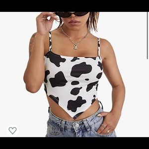 Cow print crop top - size XS